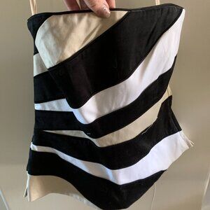 WHBM NWT Pieced Embroidered Bustier - Black, Tan & White Size 6